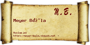 Meyer Béla névjegykártya